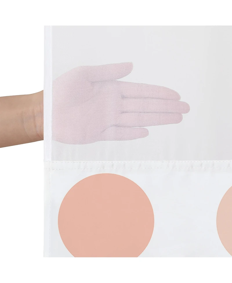 Americanflat 72x75 Hookless Shower Curtain - Polka Dot Green Orange Pink Shower Curtain with Sheer Panel, Snap-In Liner, and Grommets