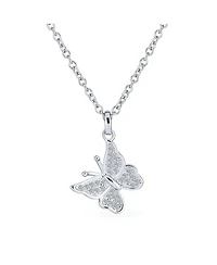 Bling Jewelry Mini Petite Tiny Clear Cubic Zirconia Micro Pave Cz Garden Insect Butterfly Pendant Necklace .925 Sterling Silver