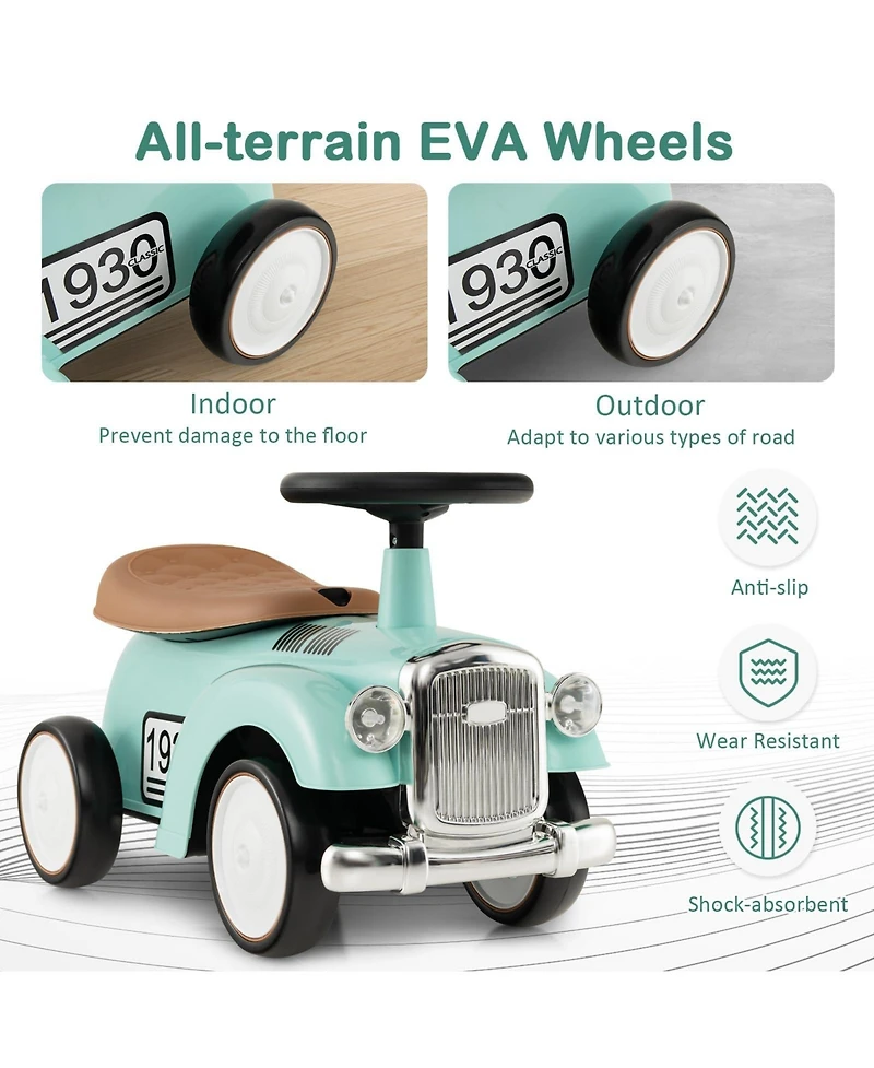 Kids Sit to Stand Vehicle with Working Steering Wheel and Under Seat Storage