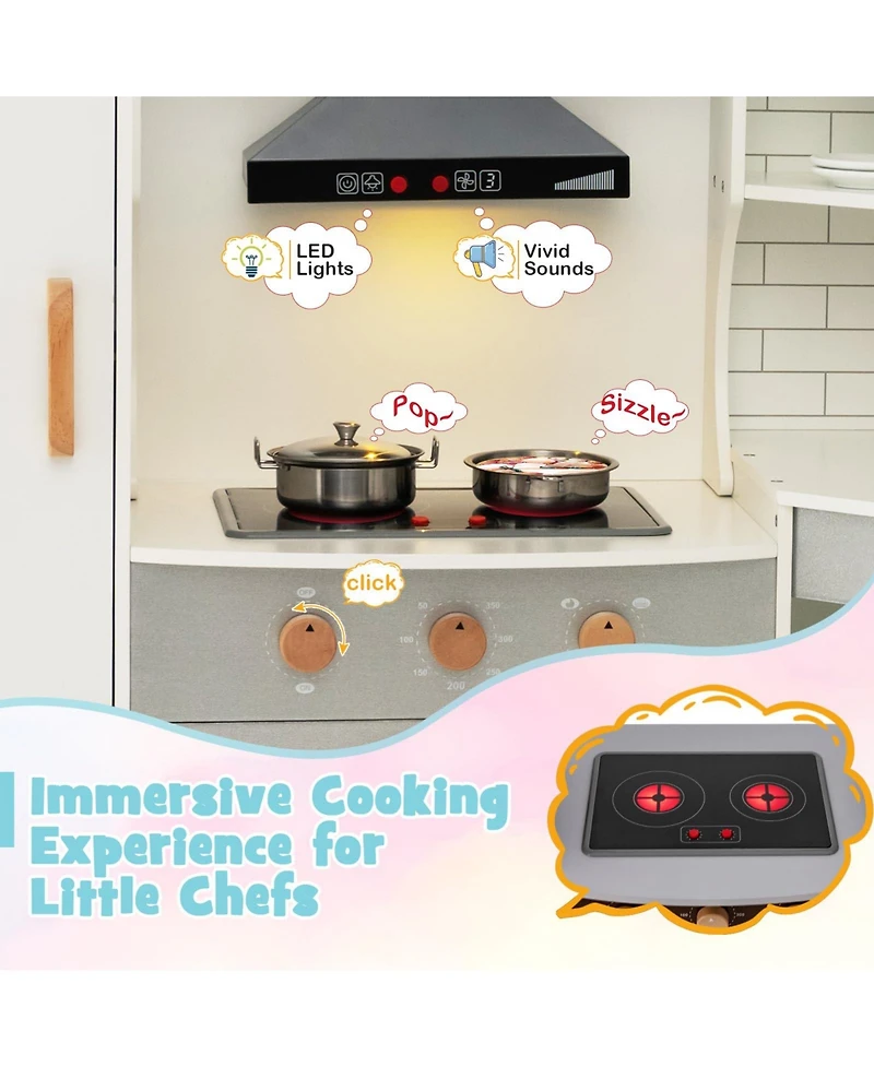 Corner Kids Play Kitchen with Washing Machine and Ice Maker Gift for Boys Girls