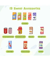 Kids Wooden Supermarket Play Toy Set with Checkout Counter