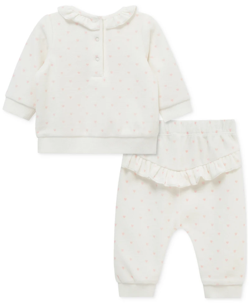 Little Me Baby Girls Sweet Bear Velour Top & Jogger Pants, 2 Piece Set