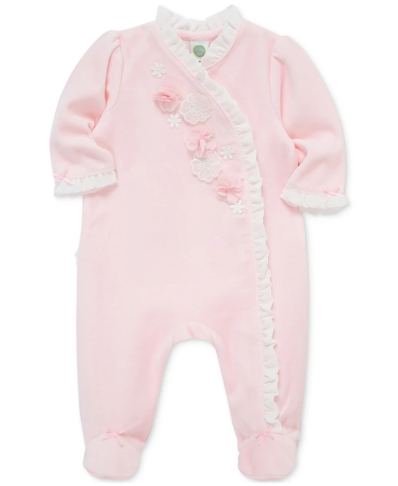 Little Me Baby Girls Flowers Velour Footed Coverall