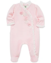Little Me Baby Girls Flowers Velour Footed Coverall
