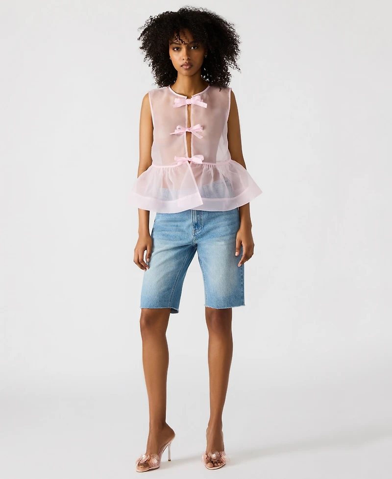Steve Madden Women's Paulina Tie-Front Sheer Top