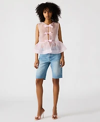 Steve Madden Women's Paulina Tie-Front Sheer Top
