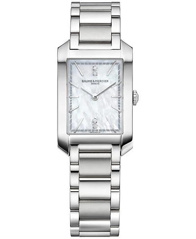 Baume & Mercier Women's Swiss Hampton Diamond Accent Stainless Steel Bracelet Watch 35x22mm