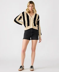 Steve Madden Women's Lucas Striped Knit Button-Front Cardigan