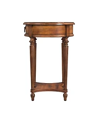 Solid and Manufactured Wood Round End Table with Drawer and Shelf for Stylish Storage