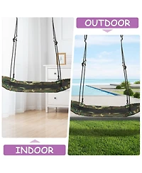 Saucer Tree Swing Surf Kids Outdoor Adjustable Oval Platform Set with Handle