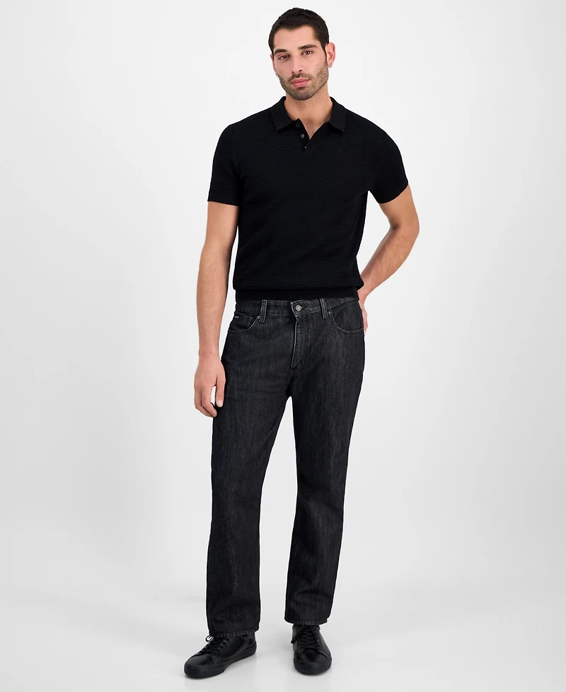 Guess Men's Raymond Short Sleeve Textured Polo Shirt