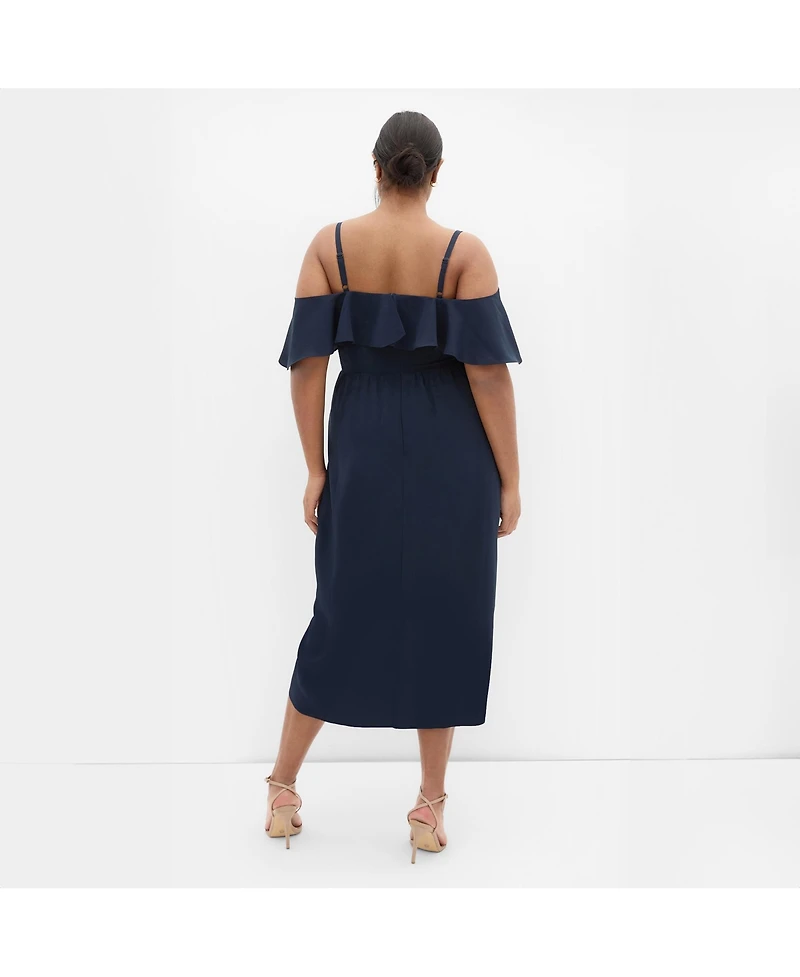 City Chic Plus Flirtation Drape Midi Dress