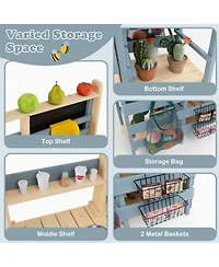 2-In-1 Outdoor Mud Kitchen with Faucet and Extra Chalkboard