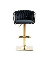 Set of 2 Swivel Adjustable Height Bar Stools with Backrest and Footrest Modern Counter Chairs Metal Base for Kitchen or Use-The Pop Ho
