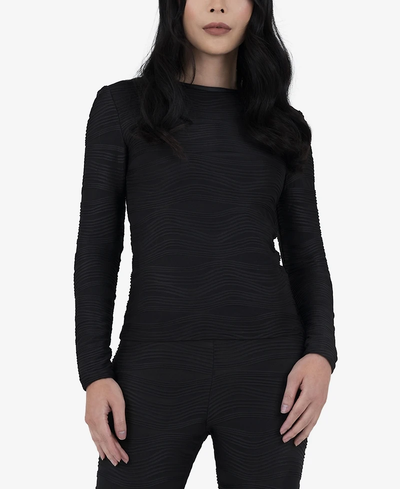 Terese Sydonna Women's Long-Sleeve Black Sculpting Knit Top