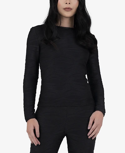 Terese Sydonna Women's Long-Sleeve Black Sculpting Knit Top