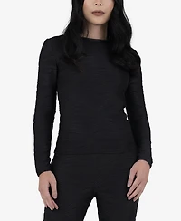 Terese Sydonna Women's Long-Sleeve Black Sculpting Knit Top