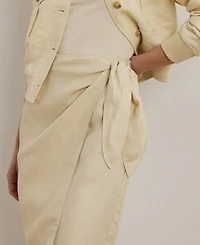 Lauren Ralph Women's Linen-Blend Twill Wrap Skirt