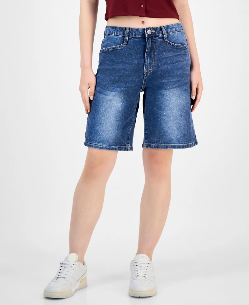 Madden Girl Juniors' High-Rise Denim Jorts