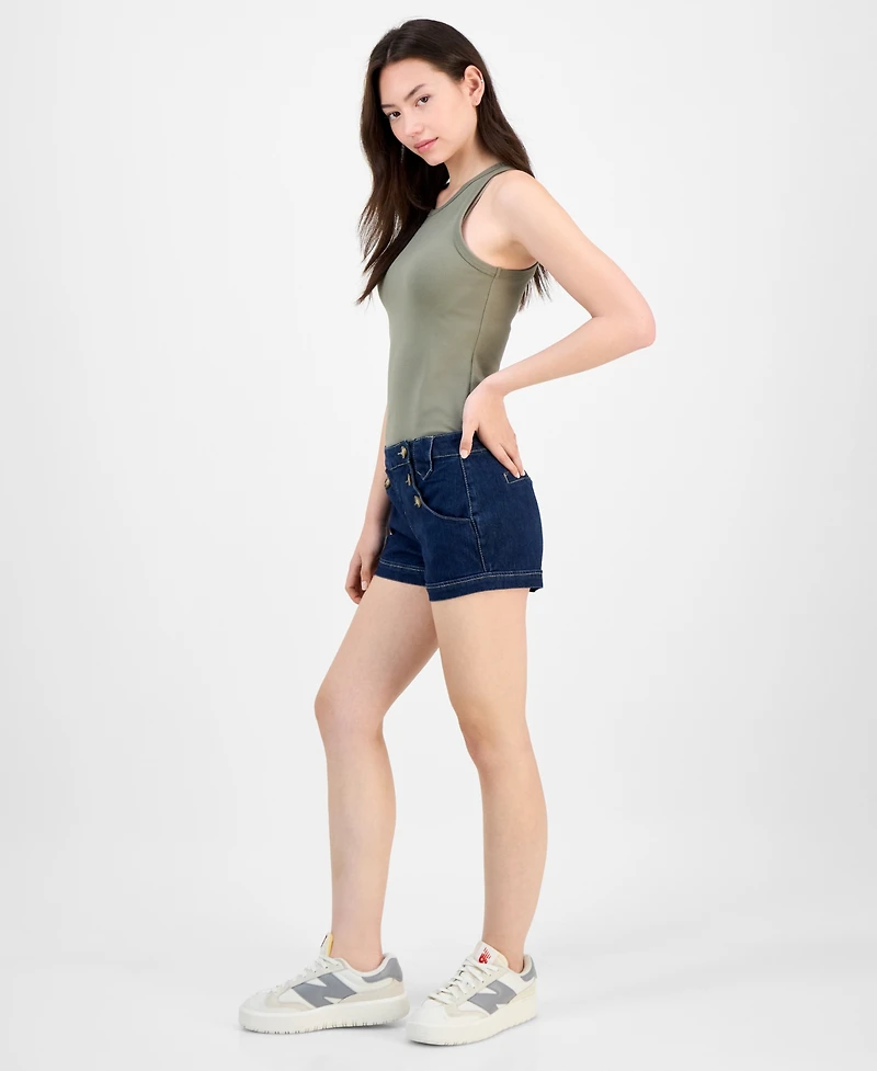 Madden Girl Juniors' Mid-Rise Button-Side Sailor Shorts