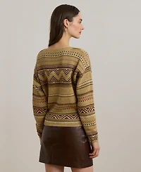 Lauren Ralph Women's Geo-Striped Cotton-Linen Sweater