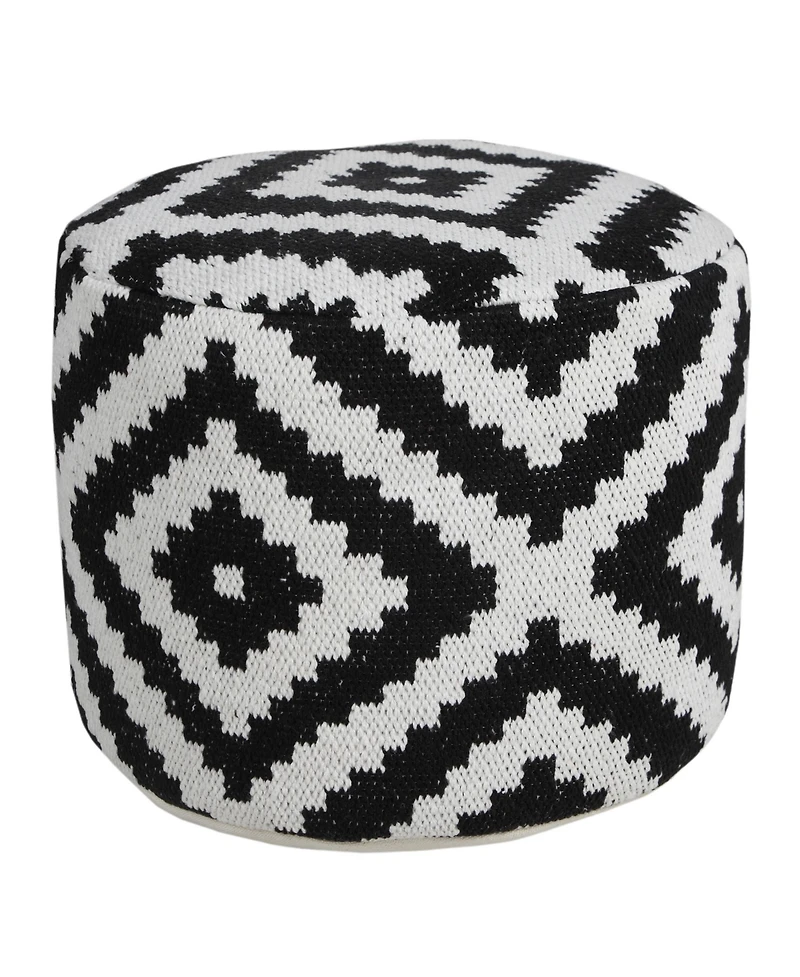 18" Black Cotton Blend Ottoman