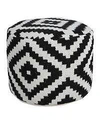 18" Black Cotton Blend Ottoman