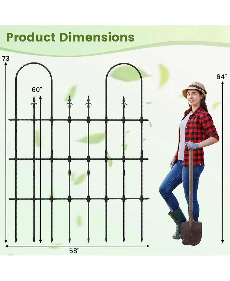 58 x 73 Inch Outdoor Garden Rose Arch Trellis for Climbing Plants