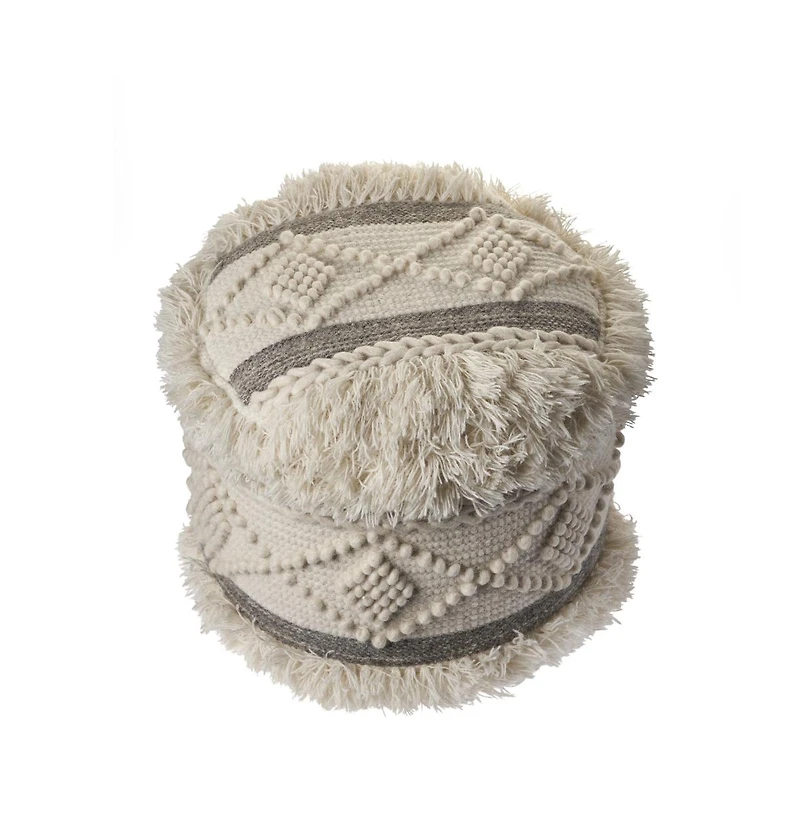 Round Wool Ottoman for Comfortable Footrest and Living Room Seating