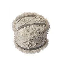 Round Wool Ottoman for Comfortable Footrest and Living Room Seating