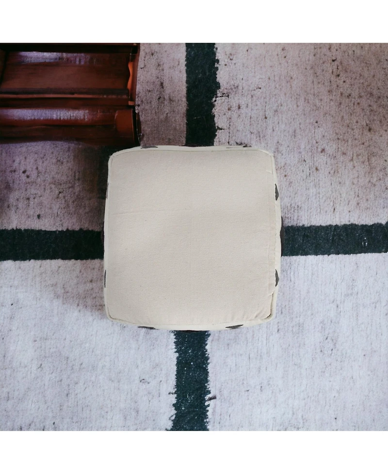 18" White 100% Cotton Ottoman