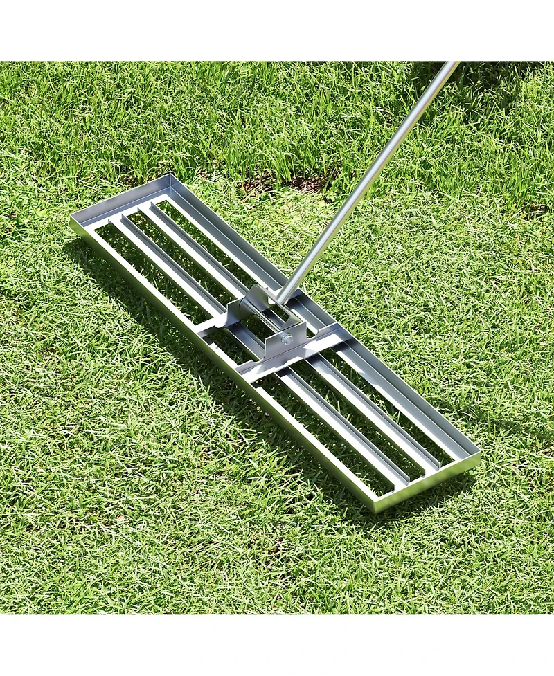 42 x 10 Inch Lawn Leveling Rake with Ergonomic Handle-Silver