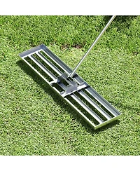 42 x 10 Inch Lawn Leveling Rake with Ergonomic Handle-Silver