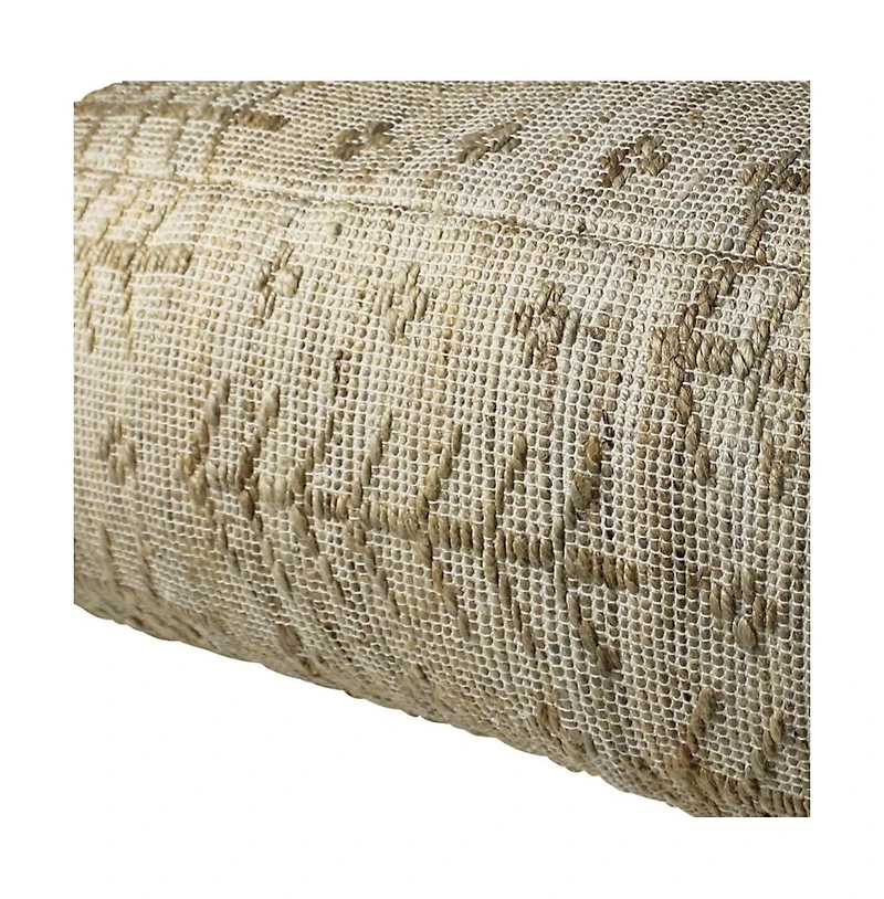 Hemp Textured Rectangle Pouf for Living Room Bedroom or Lounge Area Seating