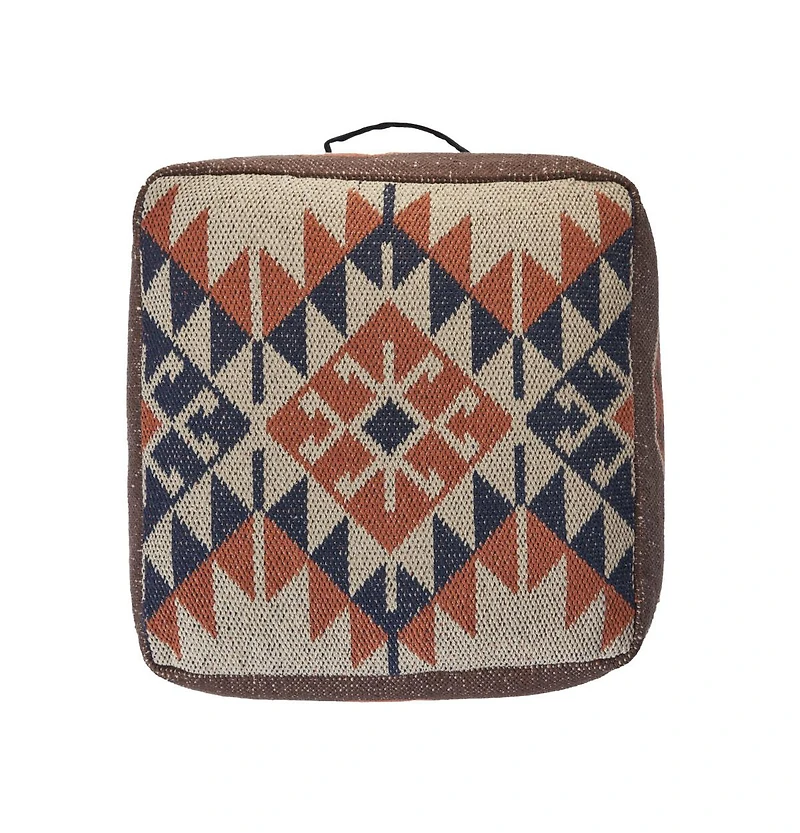 Cotton Pouf Ottoman for Living Room Footrest and Decorative Accent