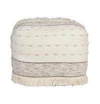 Cotton Striped Pouf Ottoman for Living Room and Bedroom Seating