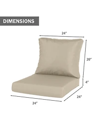 Aoodor Outdoor Chair Cushions Set of 2, 24"x24", Water Resistant Outdoor Deep Seat Cushions with Handle & Adjustable Straps.