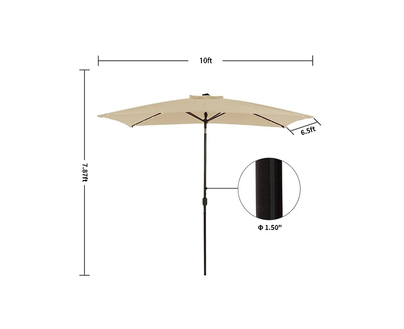 Casainc Rectangular Lighted Led Outdoor Market Umbrella