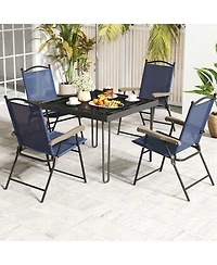 Set of 2 Patio Folding Sling Back Camping Deck Chairs