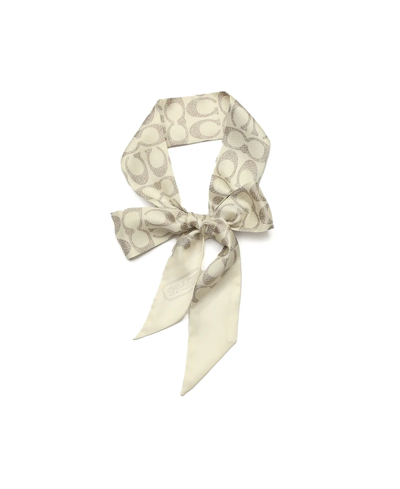 Coach Textured Signature Print Silk Skinny Scarf