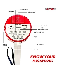 5 Core Megaphone Bullhorn Speaker 30W Mini Bull Horn Rechargeable Cheer Megafono 800 Yards Range Loudspeaker