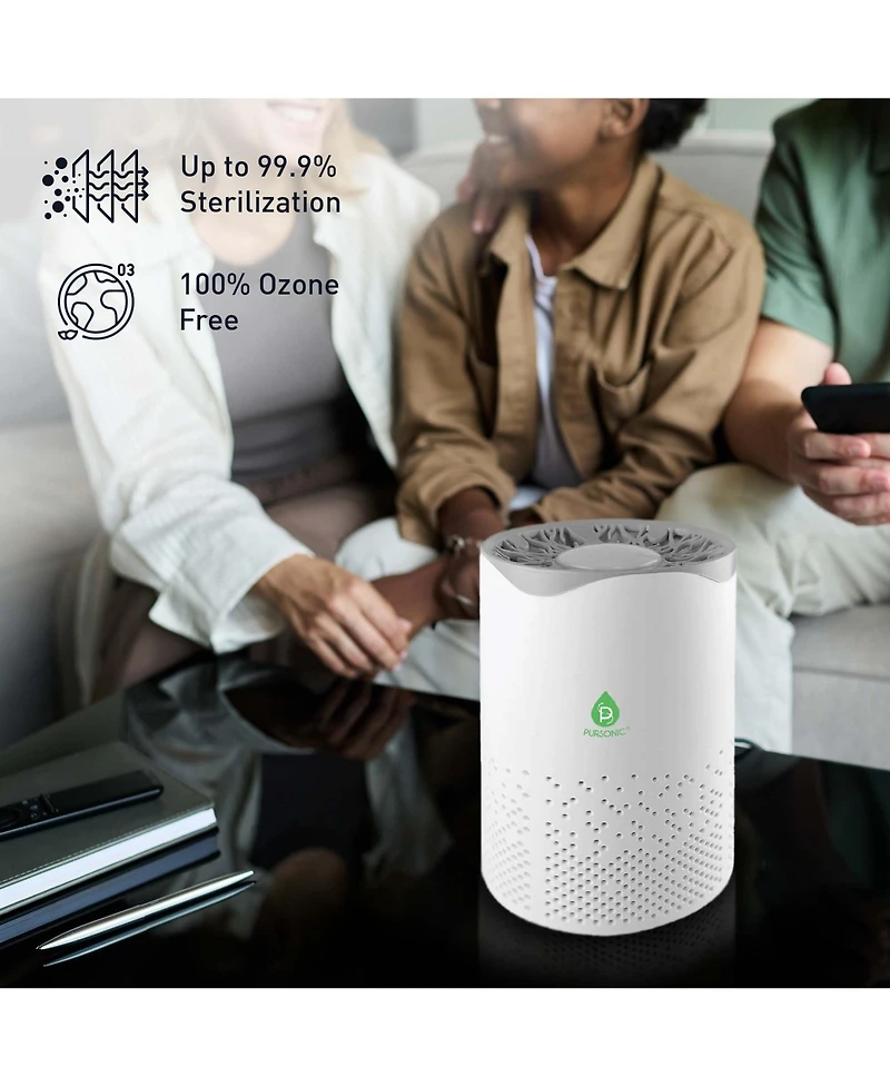 Pursonic Clean Air & Aromatherapy Bundle True Hepa Air Purifier, Essential Oil Diffuser & 6-Pack Essential Oils