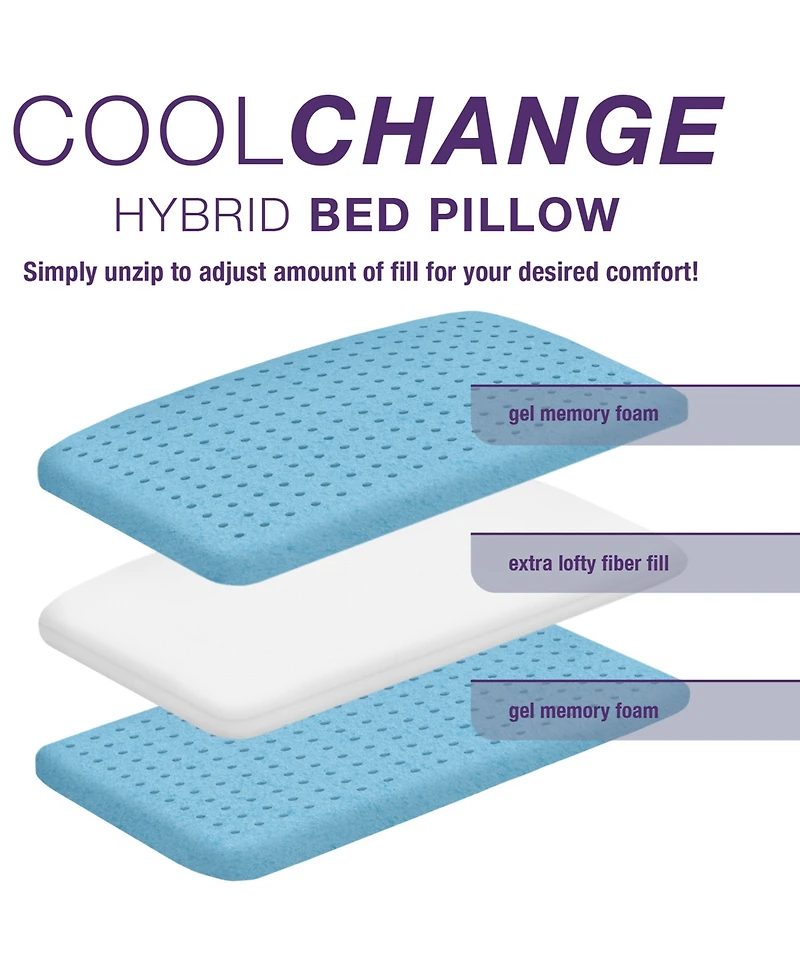 IntelliSLEEP Tailored Rest Cool Change Adjustable Comfort Hybrid Bed Pillow, Standard