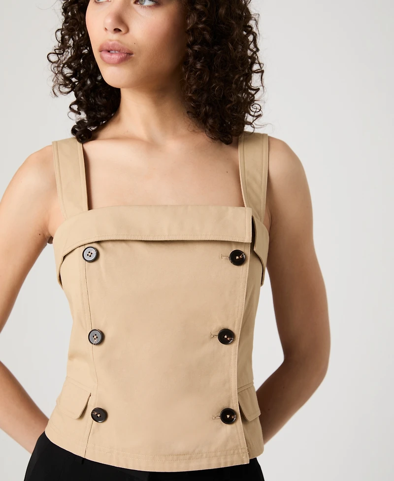French Connection Women's Lightweight Cotton Sleeveless Trench Top