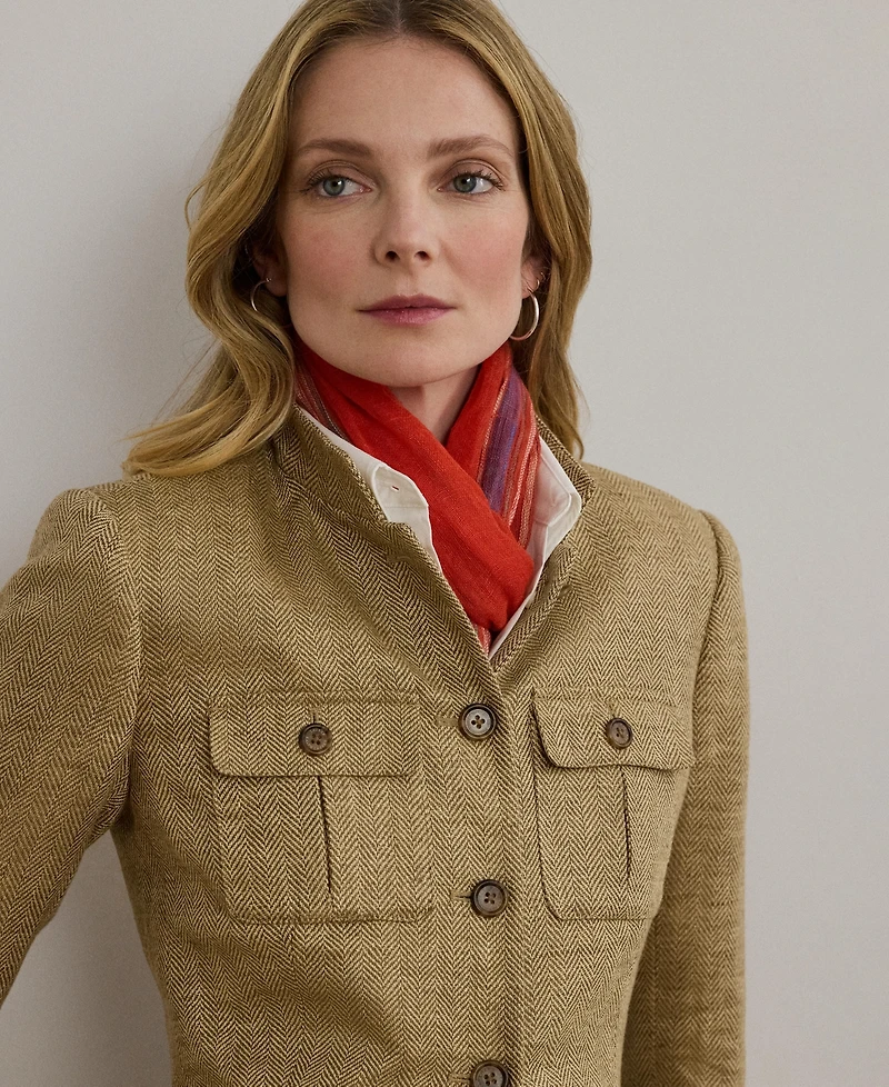 Lauren Ralph Women's Herringbone Linen Jacket