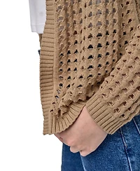Dkny Jeans Women's Open-Stitch Drop-Shoulder Cardigan Sweater