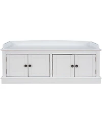 Streamdale 4-Door Storage Bench with Adjustable Shelves, Cushioned Shoe Bench