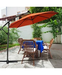10 Feet 360° Rotation Solar Powered Led Patio Offset Umbrella without Weight Base