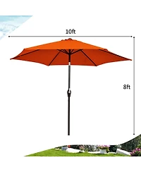 10 Feet Outdoor Patio Umbrella with Tilt Adjustment and Crank-Orange