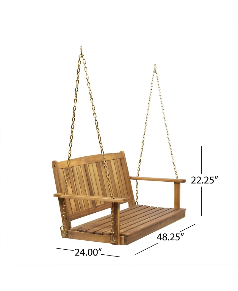 8.25 in. Outdoor Acacia Wood Porch Swing with 8 Feet Chains